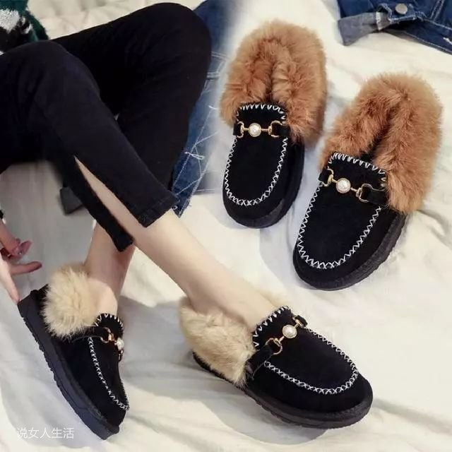 冬季女生毛毛鞋穿搭技巧