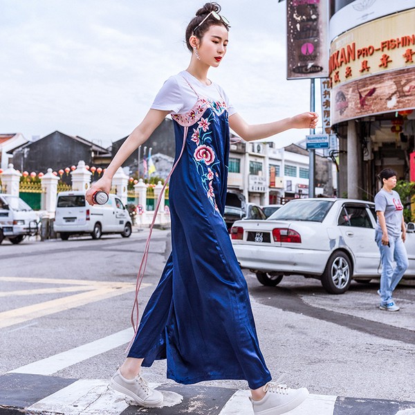 雪纺搭配宽腿裤