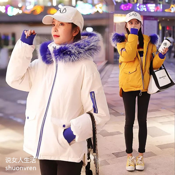 2019新型大毛领羽绒服女大码棉服